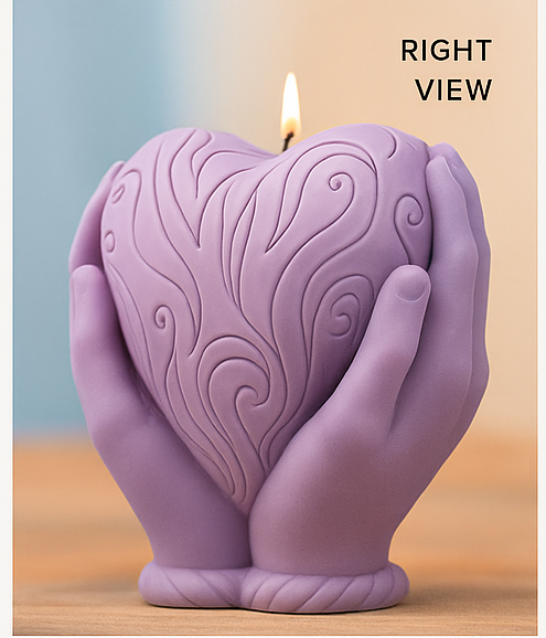 Hand Holding Heart Shape Decorative Scented Candle for Home Decor, Gifting & Romantic Ambience – Unique Wax Candle for Valentine’s Day, Anniversary & Special Occasions (Cream)