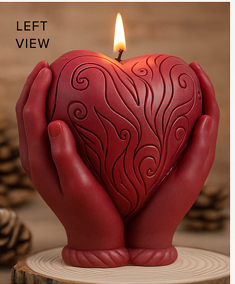 Hand Holding Heart Shape Decorative Scented Candle for Home Decor, Gifting & Romantic Ambience – Unique Wax Candle for Valentine’s Day, Anniversary & Special Occasions (Cream)