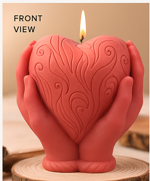 Hand Holding Heart Shape Decorative Scented Candle for Home Decor, Gifting & Romantic Ambience – Unique Wax Candle for Valentine’s Day, Anniversary & Special Occasions (Cream)